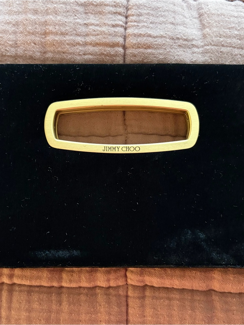 Jimmy Choo Black Velvet Clutch with Gold-Tone Handle